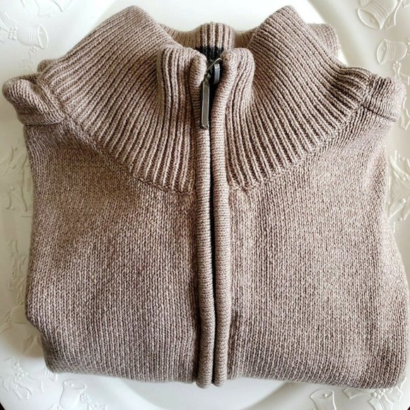 Oscar De La Renta Sweater Mens L Pullover Hipster 1/4 Zip Knit Brown Light - Picture 2 of 7